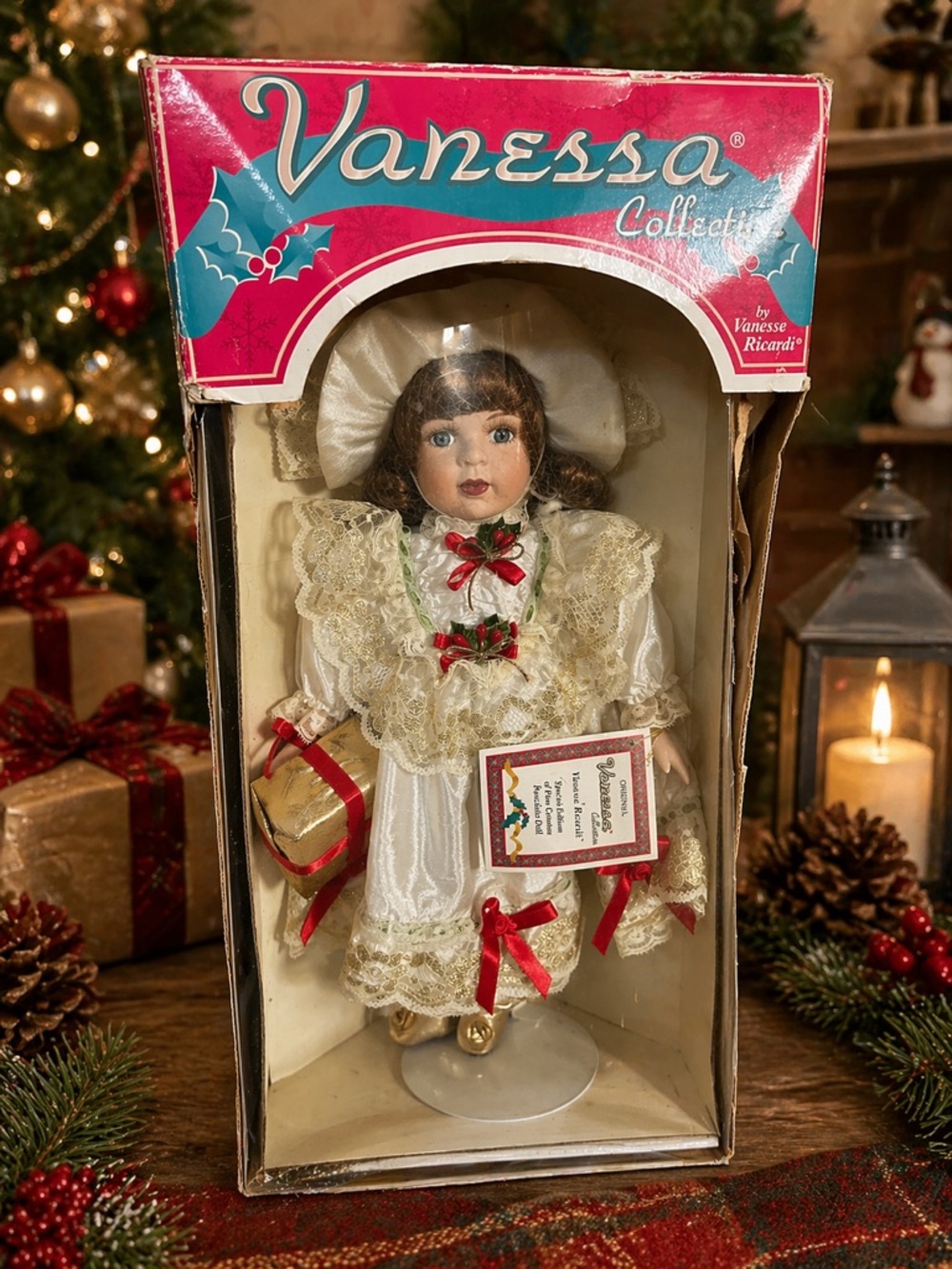 Vanessa Ricardi Porcelain Doll in White and Gold